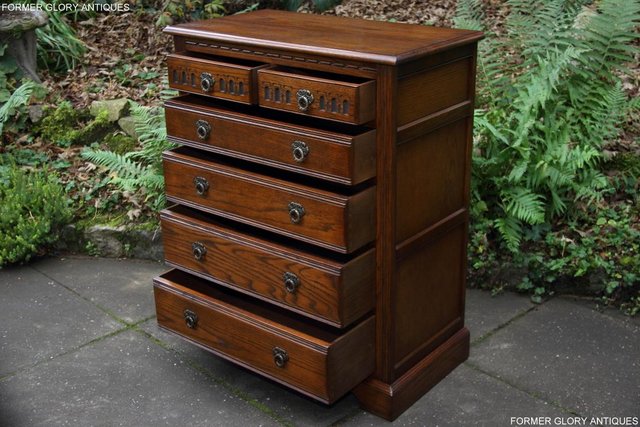 Image 7 of AN OLD CHARM JAYCEE LIGHT OAK TALL CHEST OF DRAWERS STAND