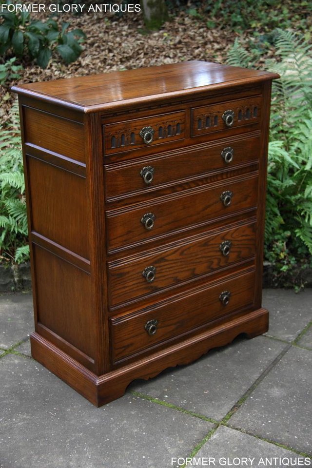 Image 9 of AN OLD CHARM JAYCEE LIGHT OAK TALL CHEST OF DRAWERS STAND