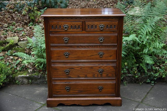 Image 13 of AN OLD CHARM JAYCEE LIGHT OAK TALL CHEST OF DRAWERS STAND