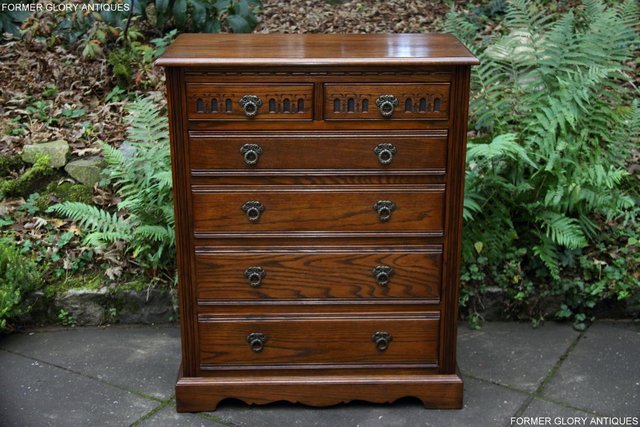Image 17 of AN OLD CHARM JAYCEE LIGHT OAK TALL CHEST OF DRAWERS STAND