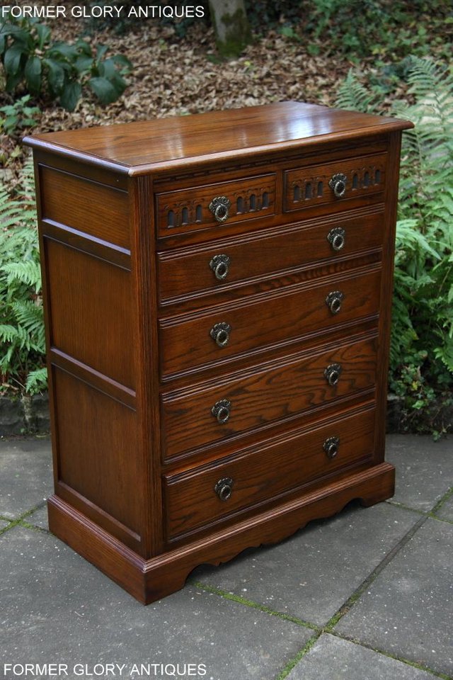 Image 25 of AN OLD CHARM JAYCEE LIGHT OAK TALL CHEST OF DRAWERS STAND