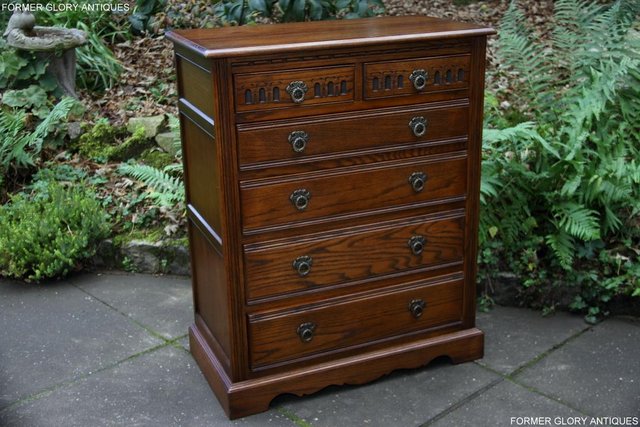 Image 28 of AN OLD CHARM JAYCEE LIGHT OAK TALL CHEST OF DRAWERS STAND