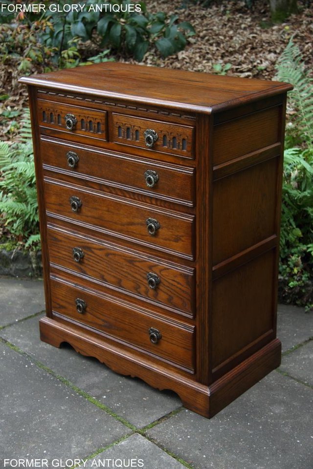 Image 29 of AN OLD CHARM JAYCEE LIGHT OAK TALL CHEST OF DRAWERS STAND