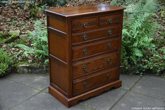 Image 34 of AN OLD CHARM JAYCEE LIGHT OAK TALL CHEST OF DRAWERS STAND