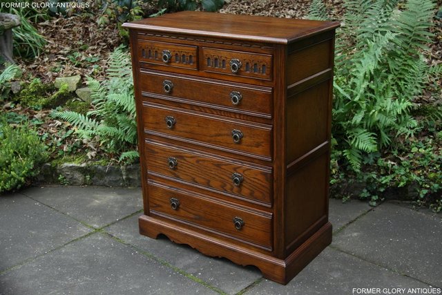 Image 36 of AN OLD CHARM JAYCEE LIGHT OAK TALL CHEST OF DRAWERS STAND