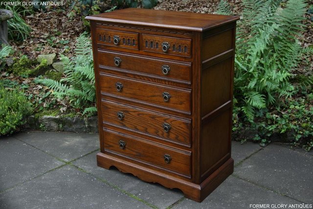 Image 53 of AN OLD CHARM JAYCEE LIGHT OAK TALL CHEST OF DRAWERS STAND
