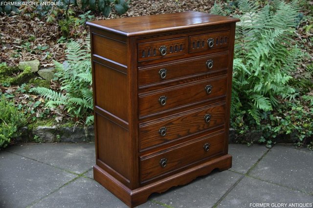 Image 54 of AN OLD CHARM JAYCEE LIGHT OAK TALL CHEST OF DRAWERS STAND
