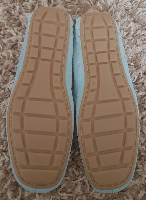 Image 3 of Brand New Suede Turquoise Moccasin Shoes - Sz 7