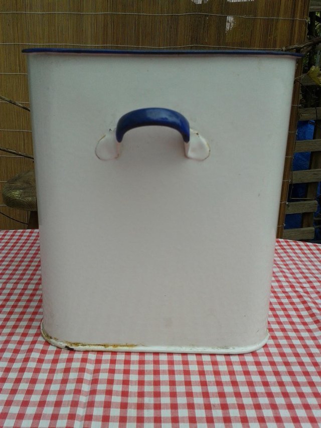Image 4 of Set of four enamel Flour Containers & Traditional Vintage En