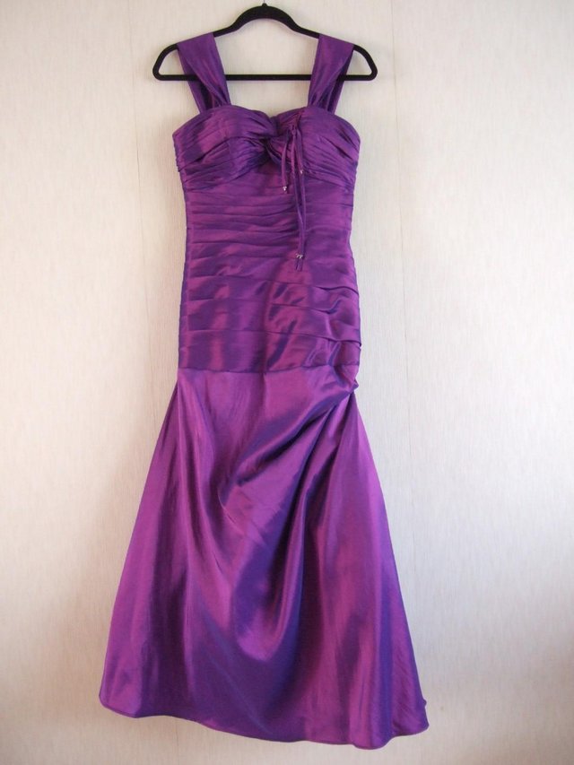 Image 2 of EVENING DRESS/ LONG Size 10 TAFFETA - SHOT PINK / PURPL.