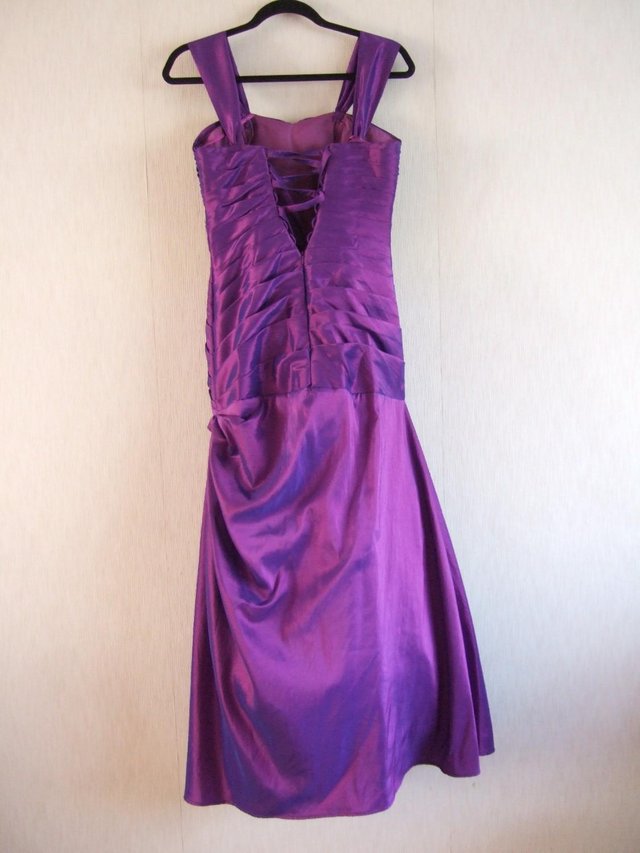 Image 3 of EVENING DRESS/ LONG Size 10 TAFFETA - SHOT PINK / PURPL.