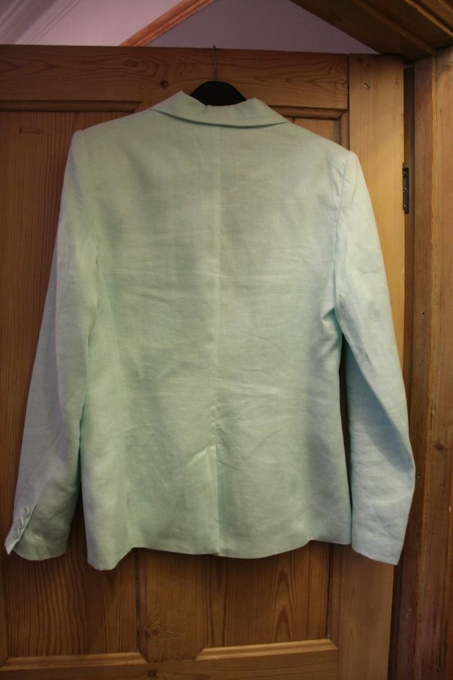 Image 2 of Primark Aqua Lined Linen Jacket Top Size 12