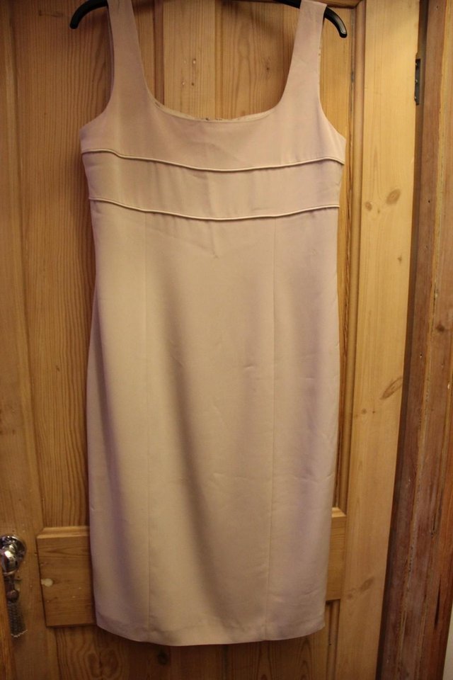 Preview of the first image of J Taylor Classic Lined Beige Dress Size 12.