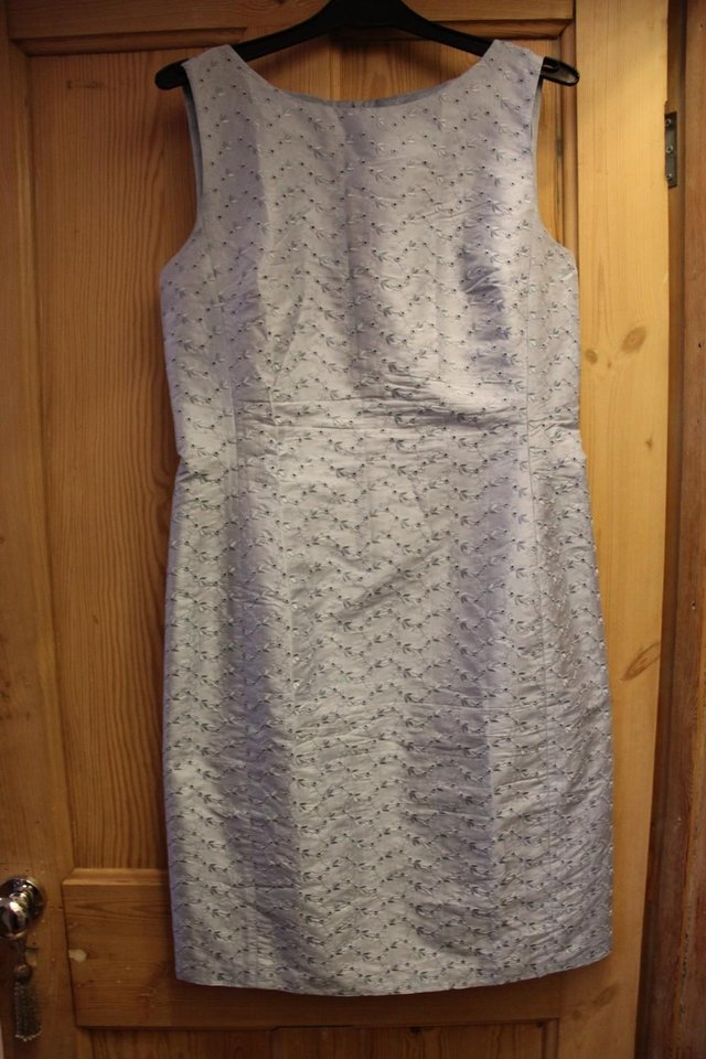 Preview of the first image of Pale Blue Embroidery Anglaise Lined Dress Size 10.