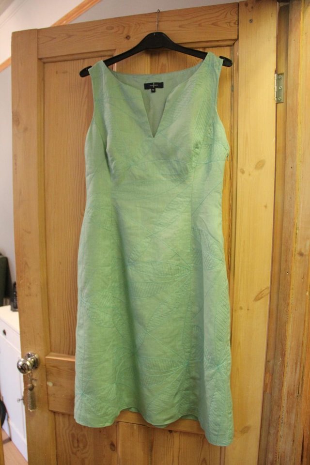 Preview of the first image of Jasper Conran Green Linen Dress Size 12.