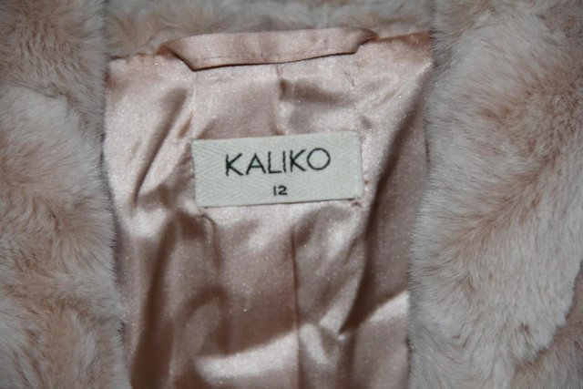 Image 2 of Lovely Kaliko Cream Faux Fur Jacket/Coat Size 12