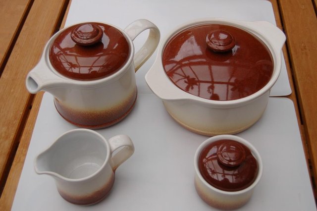 Preview of the first image of Kilncraft Casserole,Teapot, Milk Jug & Sugar Bowl as New.