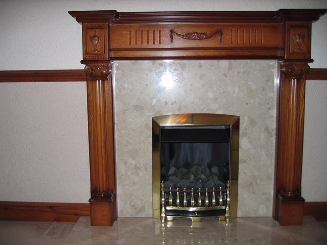 Image 2 of Cream marble hearth and fire back