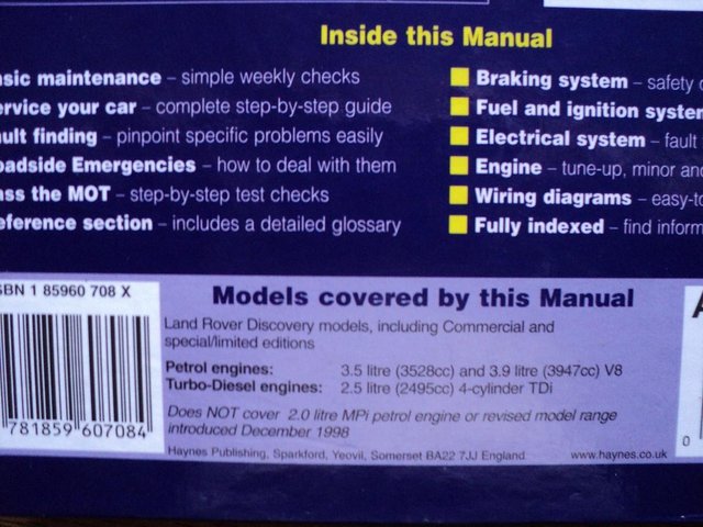 Image 2 of Land Rover Discovery -Haynes Manual- 1989-1998