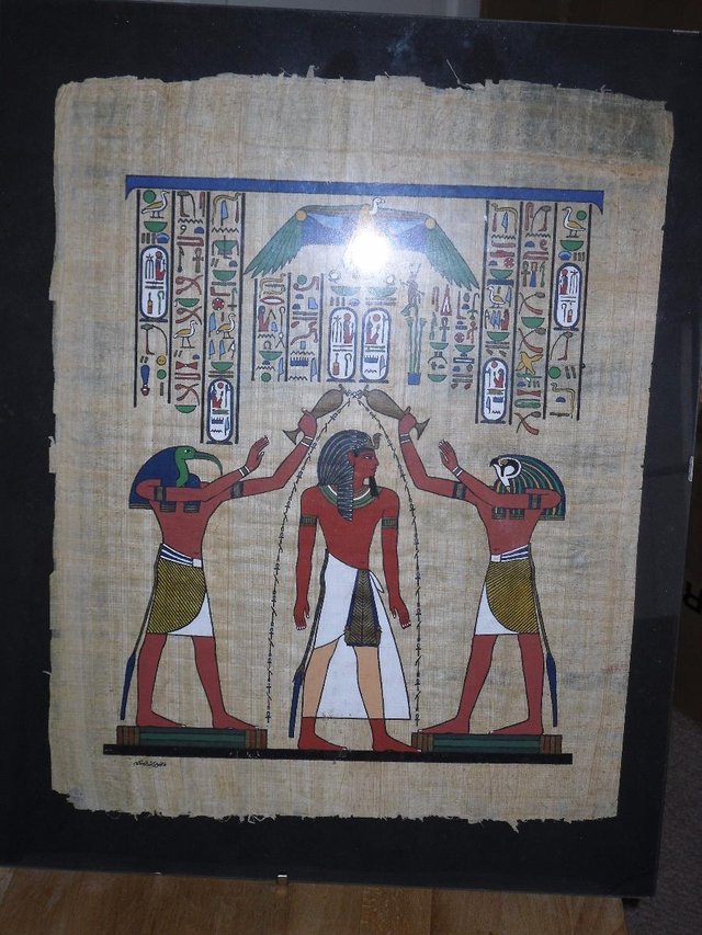 Preview of the first image of 3x Egyptian papyrus paintings.