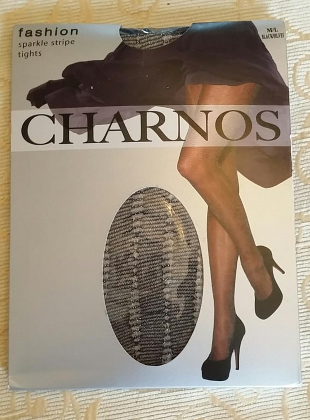 Preview of the first image of BNIP CHARNOS Vintage Sparkle Stripe Tights, M/L.