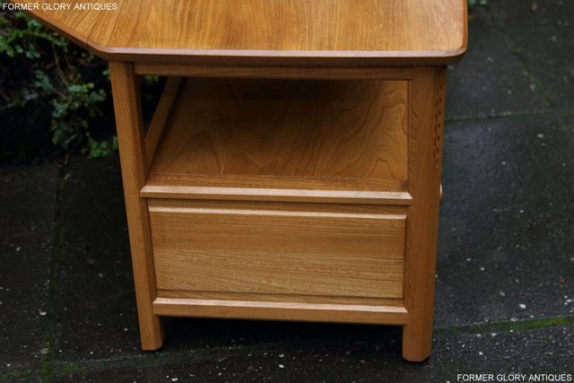 Image 6 of ERCOL LIGHT ELM CORNER TV DVD CABINET STAND TABLE BOOKCASE