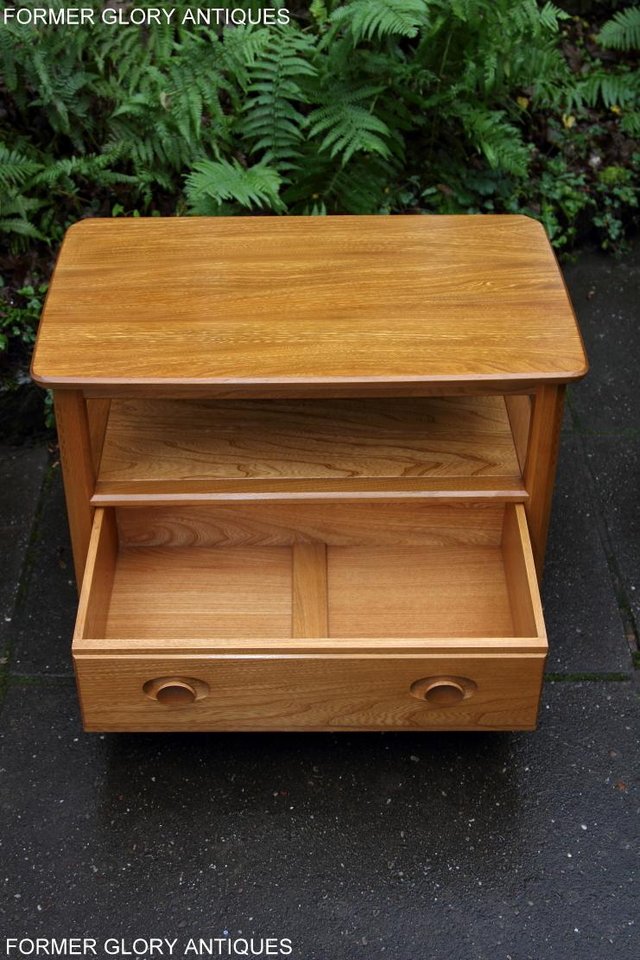 Image 18 of ERCOL LIGHT ELM CORNER TV DVD CABINET STAND TABLE BOOKCASE