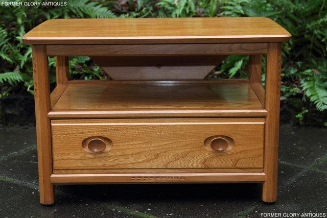 Image 22 of ERCOL LIGHT ELM CORNER TV DVD CABINET STAND TABLE BOOKCASE