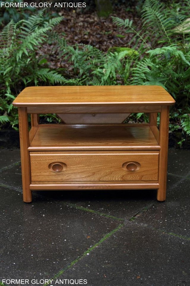 Image 36 of ERCOL LIGHT ELM CORNER TV DVD CABINET STAND TABLE BOOKCASE