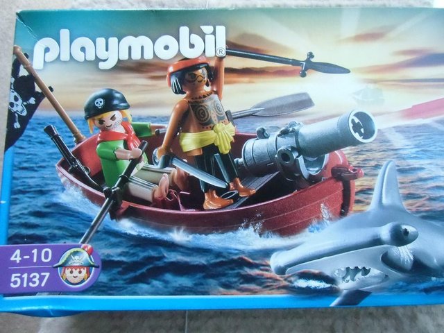 Preview of the first image of Playmobil 5137: 2 Pirates in Row Boat with Canon.