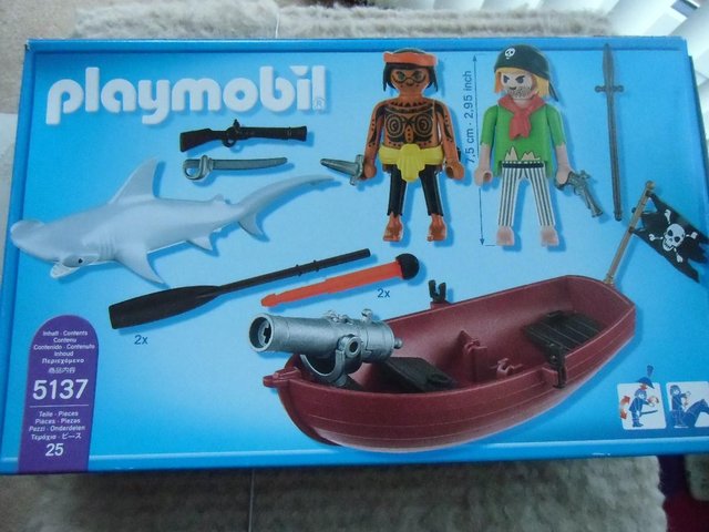 Image 2 of Playmobil 5137: 2 Pirates in Row Boat with Canon