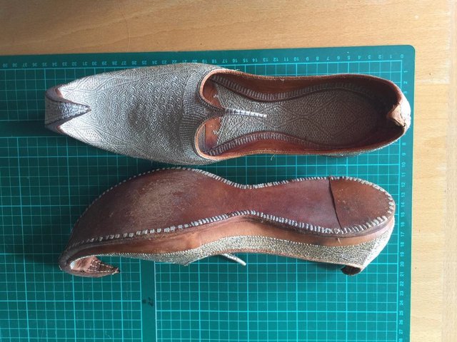 Image 3 of Aladdin slippers,silver thread on leather.
