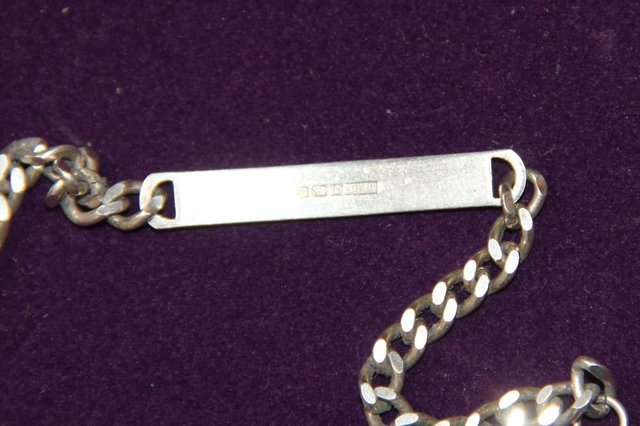 Image 2 of Sterling Silver 925 Curb Chain Identity Bracelet