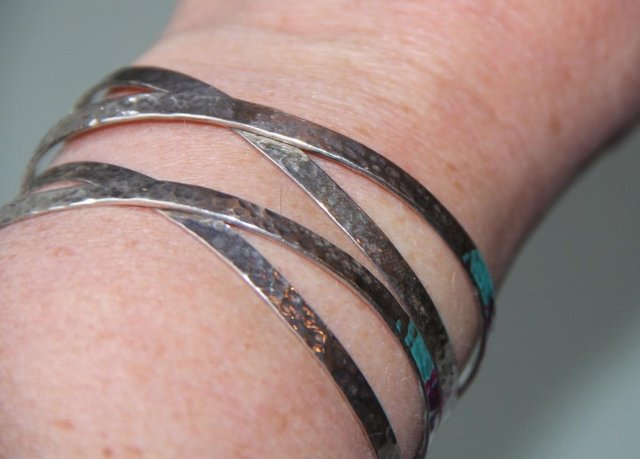 Image 2 of Sterling Silver 925 Criss-Cross Cuff Bracelet