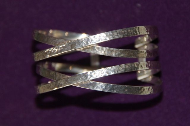 Image 3 of Sterling Silver 925 Criss-Cross Cuff Bracelet