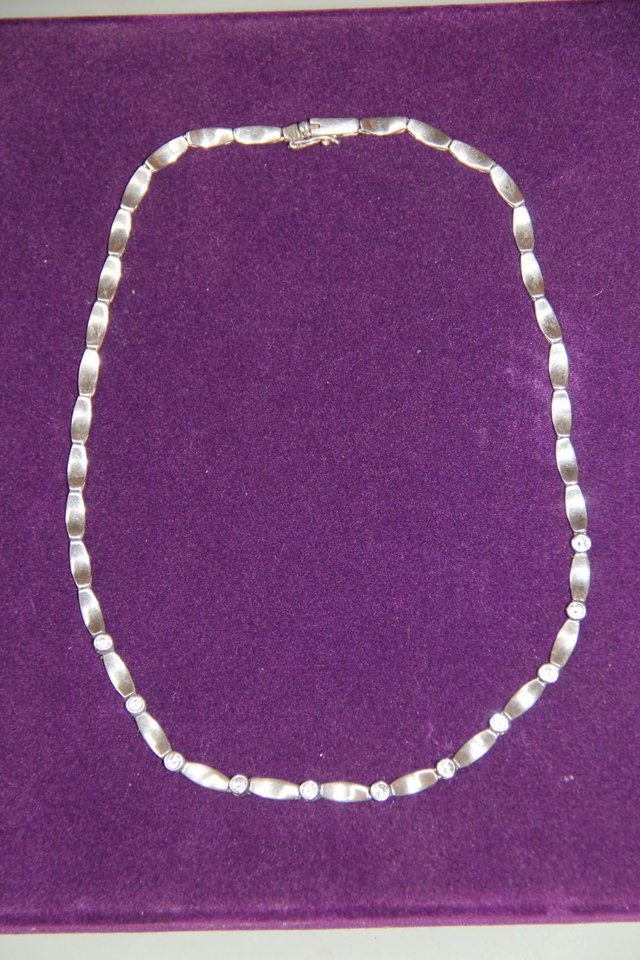 Preview of the first image of Sterling Silver 925 Necklace with Clear Stones.
