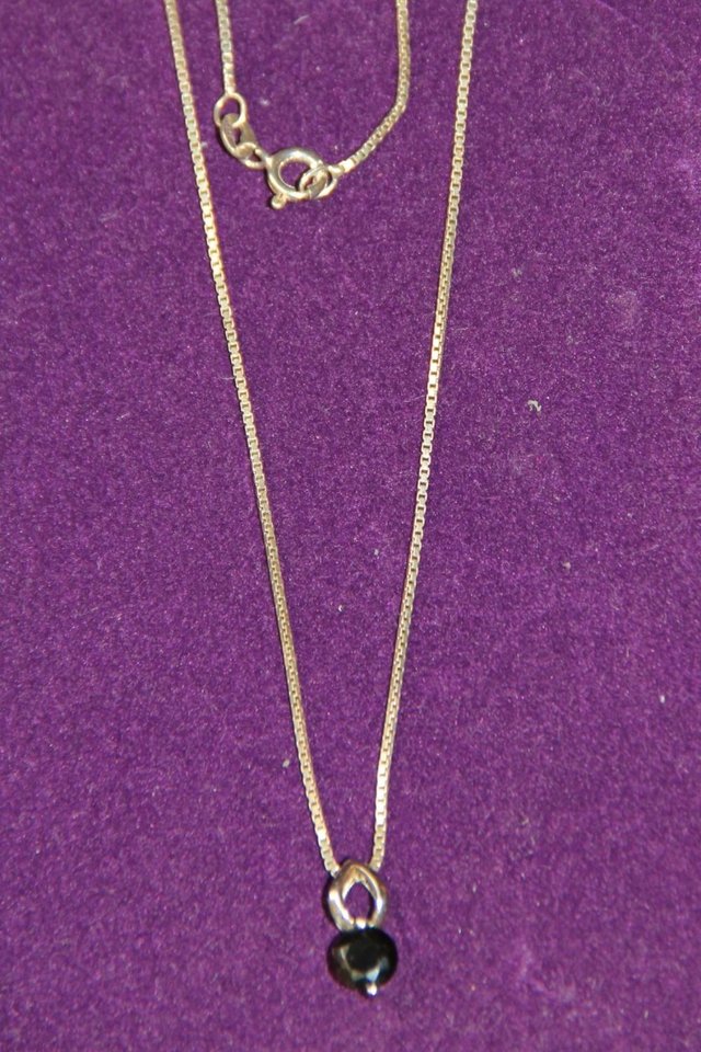 Image 2 of Sterling Silver 925 Pendant With Stone On Box Chain