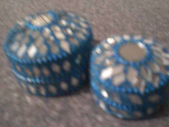 Image 3 of Indian style pretty mirror and turquoise beaded 3 pc round