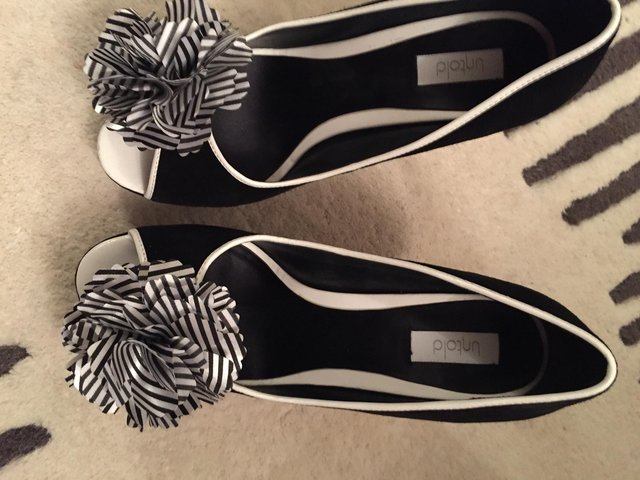 Image 3 of Black suede platform stiletto shoes