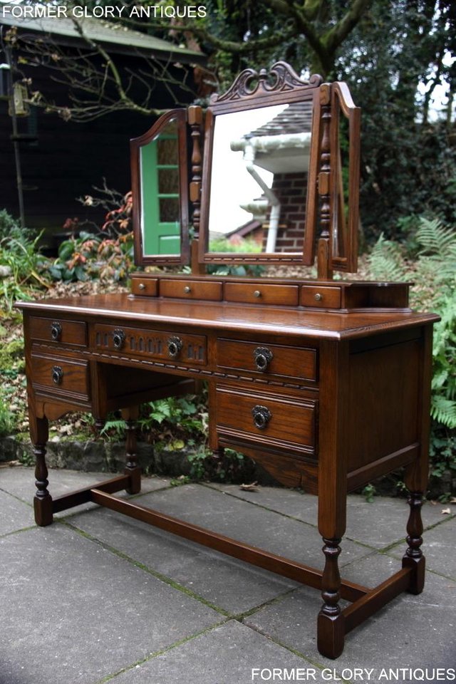 Image 23 of OLD CHARM LIGHT OAK CHEST OF DRAWERS DRESSING TABLE MIRROR