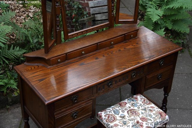 Image 30 of OLD CHARM LIGHT OAK CHEST OF DRAWERS DRESSING TABLE MIRROR