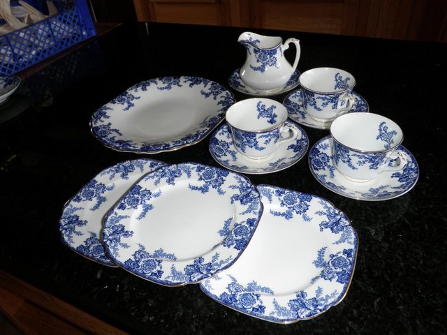 Preview of the first image of Swansea bone china tea set for 3 people.