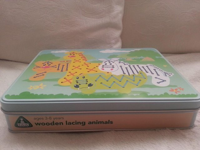 Image 3 of ELC Wooden Lacing Animals x 4 (in gift tin)