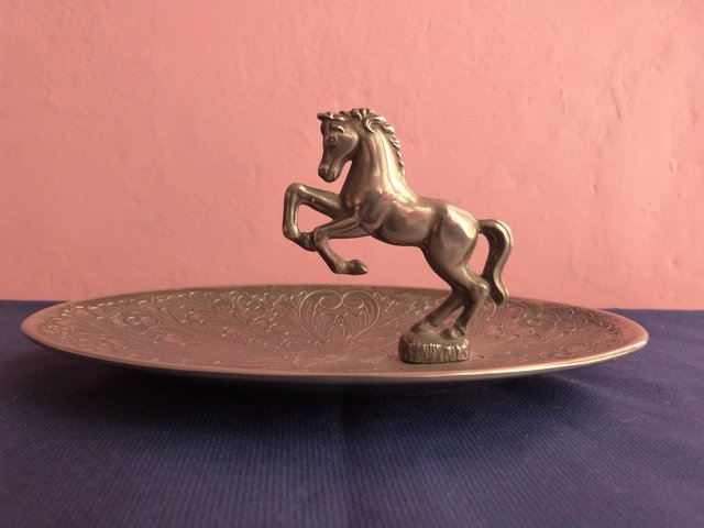 Image 2 of Vintage Metalware Dish with Horse Figurine