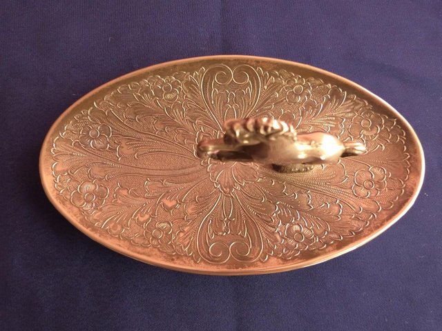 Image 3 of Vintage Metalware Dish with Horse Figurine