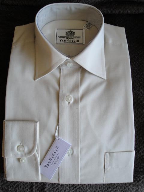 Preview of the first image of Van Heusen Non-Iron Long-sleeve shirt 15.5" Collar.Cream.