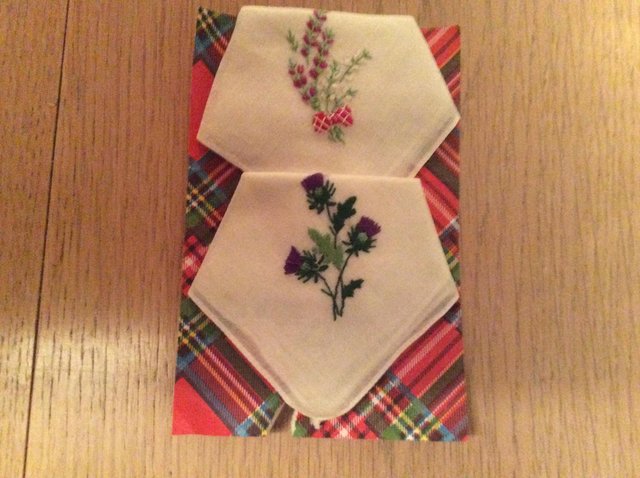Preview of the first image of Pair of embroidered Small Handkerchiefs.