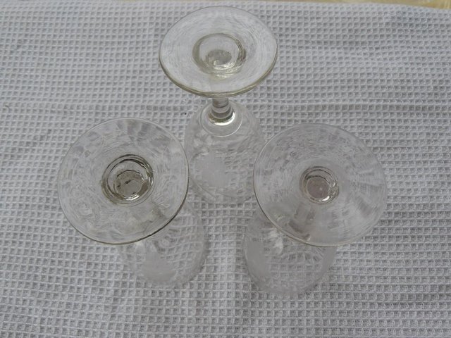 Image 5 of 3 antique wheel cut port/sherry glasses