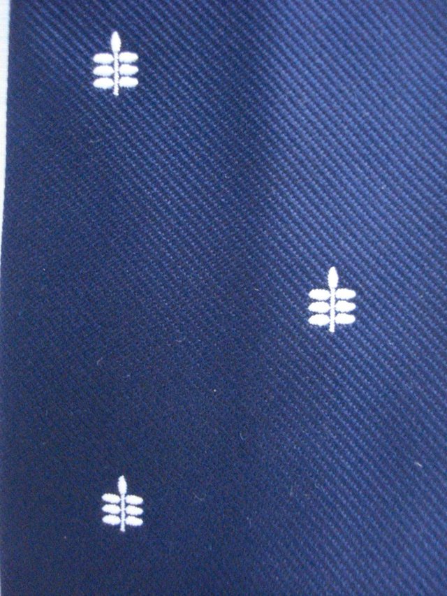 Image 2 of NEW MENS POLYESTER ROYAL BLUE TIE WITH WHITE LEAF DESIGN