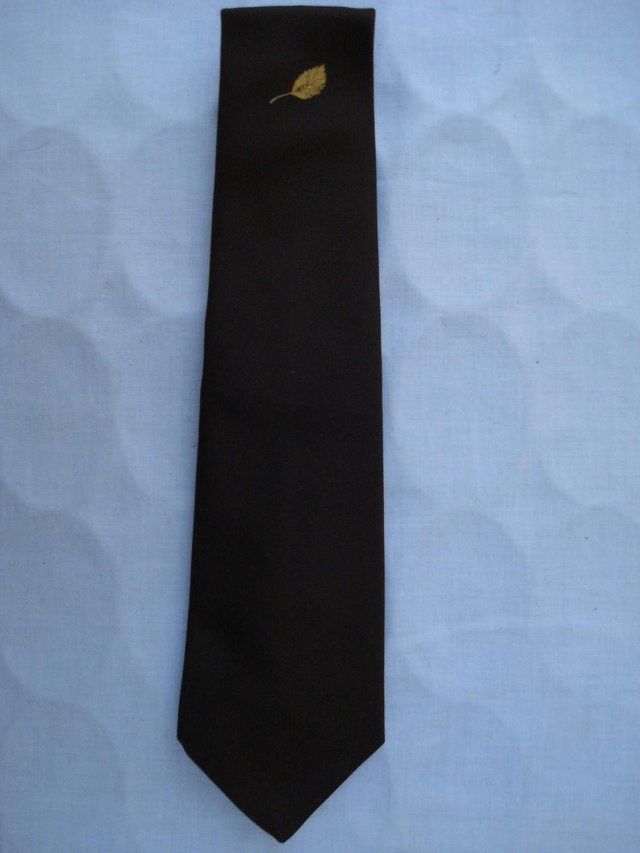 Preview of the first image of NEW ATTRACTIVE MENS BROWN TIE WITH AUTUMN LEAF DESIGN.